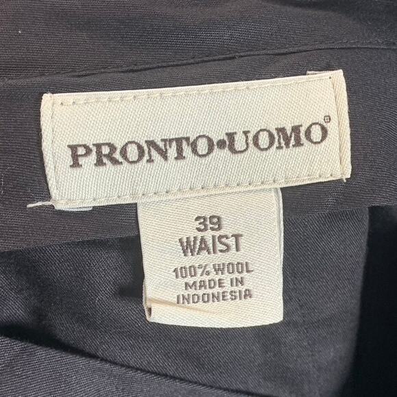 PRONTO UOMO Men's Charcoal Pinstripe Wool Pleated Dress Pants SZ 39X30 - Picture 10 of 11
